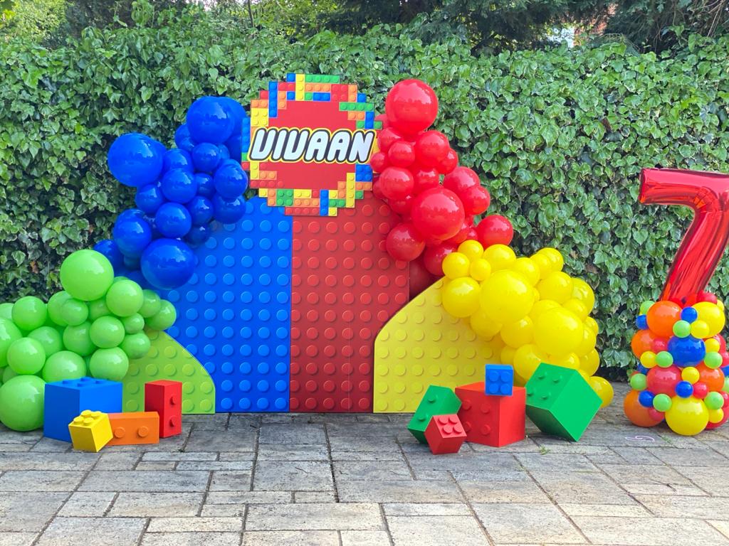 Lego themed summer garden party decor