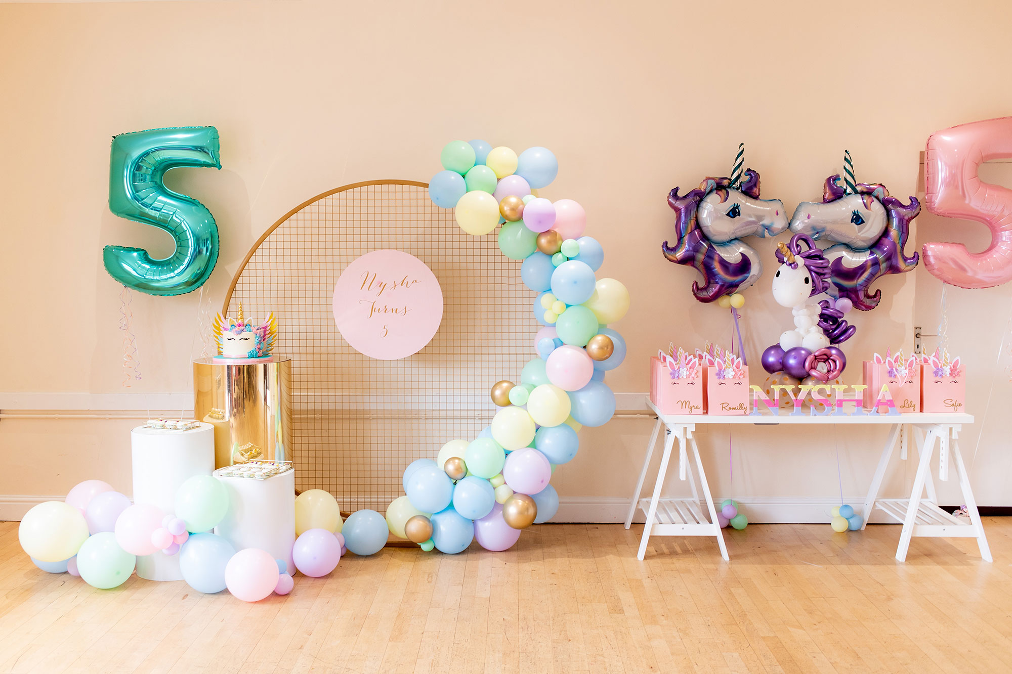 Back to school parties - Unicorn themed 5th Birthday party decor